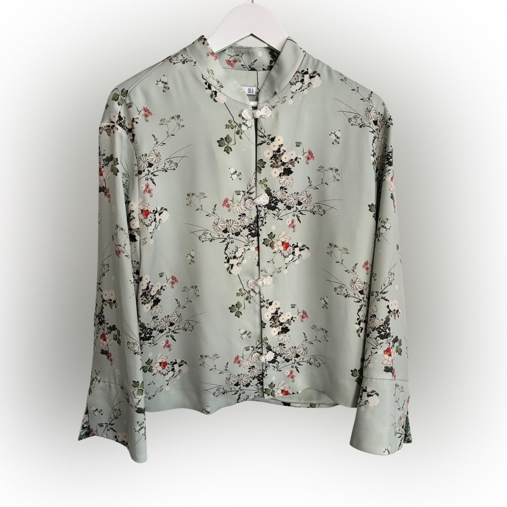Mng Suit Floral Blouse - | S | Soft Mint Green